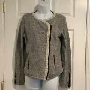 LUCKY BRAND Women’s Navy/White Zippered Coastal Grandma Sweater Spring Jacket M